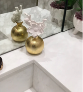 Gold Diffuser Tall White Flower, "Lily Of The Valley" Scent